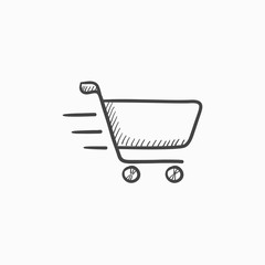 Wall Mural - Shopping cart sketch icon.