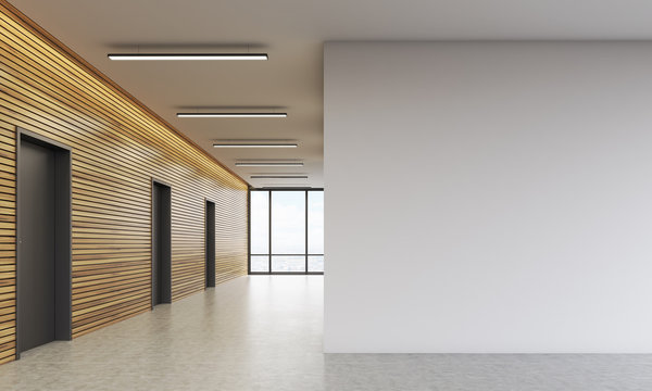 office lobby with white wall