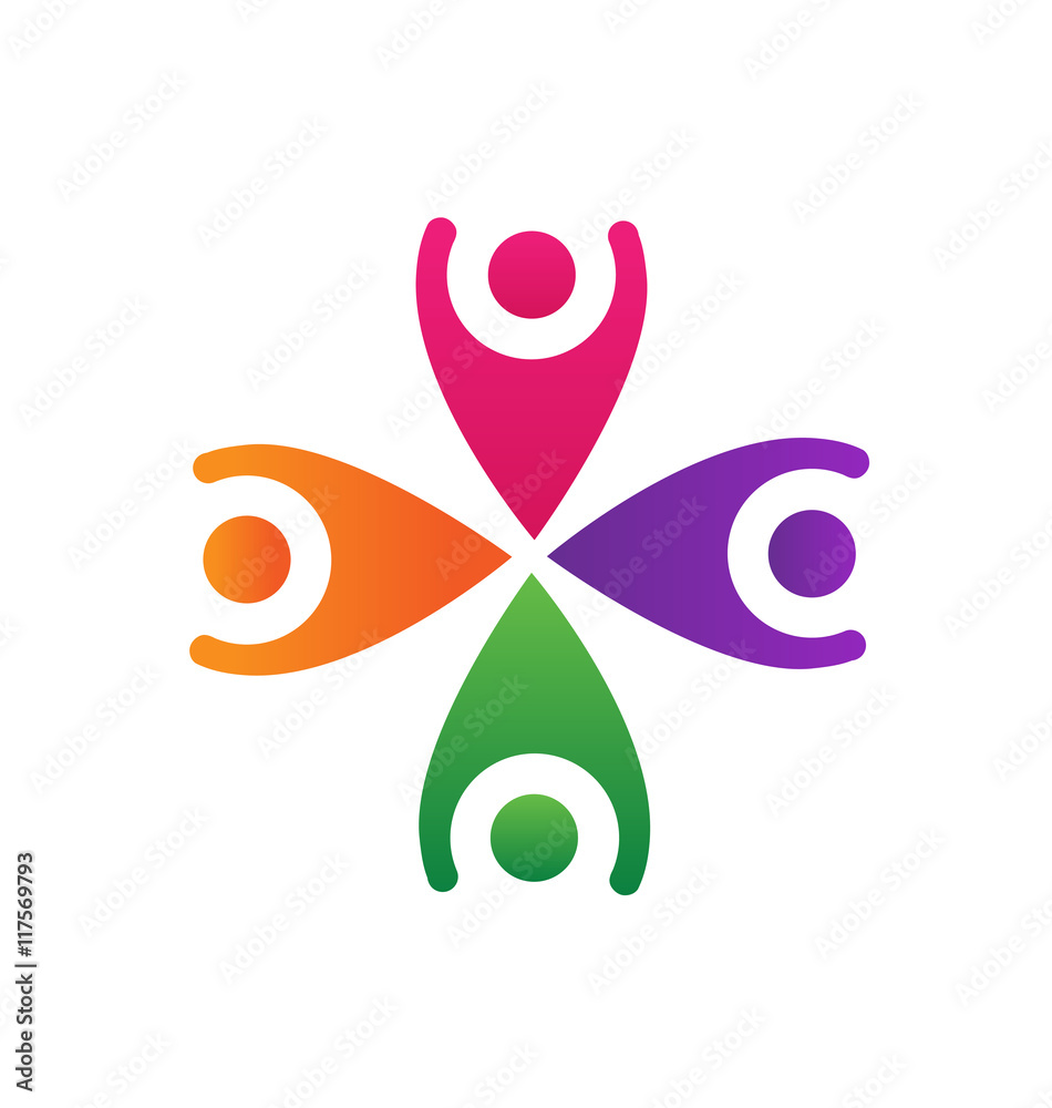 Logo happy people teamwork Stock Vector | Adobe Stock