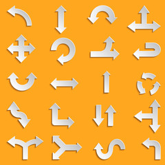 Aufkleber - White paper arrows Set Design elements. Vector illustration.