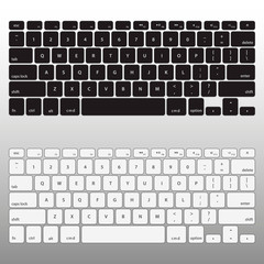 Aufkleber - Set Black and White Keyboard Stroke QWERTY - Isolated Vector Illustration