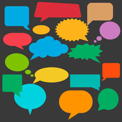 Poster - Set of multicolor speech bubbles in flat design style.