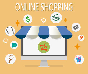 Poster - Flat design concepts online shopping and e-commerce