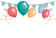 Banner Geburtstagsparty mit Luftballons, Konfetti und Wimpelkette - Vektro