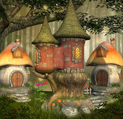 Wall Mural - Fantasy elves village