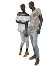 Sticker - Two mannequins dressed in casual clothes.