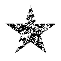 Canvas Print - star icon grunge texture. vintage retro style. design element. black-dirty silhouette, isolated on w