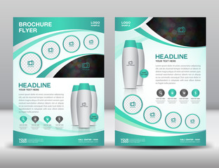 Wall Mural - Green business brochure flyer design layout template in A4 size