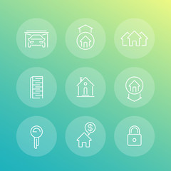 Sticker - Real estate line icons, mortgage, rent, sale, loan, property, building, building