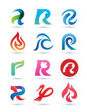 Set Of Abstract Letter R Logo - Vibrant And Colorful Icons Logos