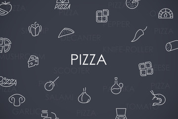 Wall Mural - Pizza Thin Line Icons