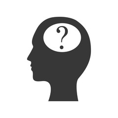 Poster - head man question mark ask symbol problem icon. Isolated and flat illustration. Vector graphic