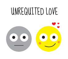 Unhappy Love, Unrequited Love. Smilies Vector Illustration