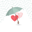 Love heart sign over rain under umbrella protection. Valentine's day greeting card design