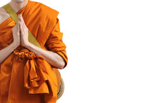 Monk Praying At The Ordination Ceremony Of The Buddhist Monks