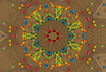 Poster - Multicolored mosaic kaleidoscope texture made of many small obje