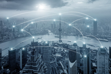 Network business connection in Shanghai, China.