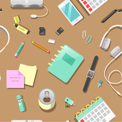 Poster - Seamless Background with Office Tools. Vector illustration