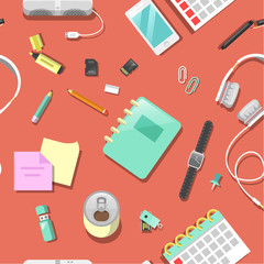 Poster - Seamless Background with Office Tools. Vector illustration