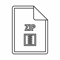 Poster - ZIP file archive icon in outline style isolated on white background