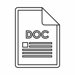 Wall Mural - DOC file format icon in outline style isolated on white background