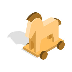 Poster - Horse trojan icon in isometric 3d style on a white background