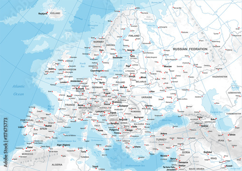 Dekoracja na wymiar  europa-mapa-fizyczna