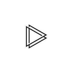 Poster - Isolated black and white play button contour vector logo. Triangular multimedia logotype. Pause icon. Player element.