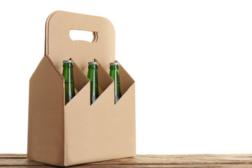 Canvas Print - Paper beer package on white background