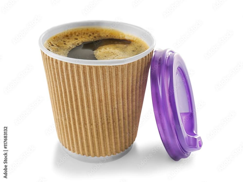 Coffee cardboard cup isolated on white