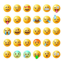 Set Of Emoticons, Emoji Isolated On White Background