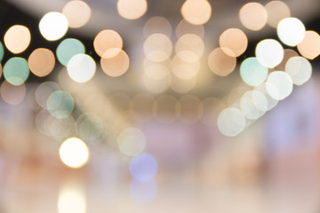 Blurred bokeh light in hall colorful defocus art abstract backgr