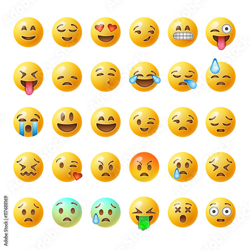 Fotografía Set of emoticons, emoji isolated on white background