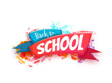 Back To School Banner With Ribbon. Vector Illustration.