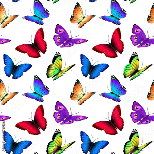 Seamless vector pattern with butterflies Stock Vector | Adobe Stock