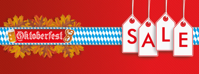 Wall Mural - Oktoberfest Header Preisschildern und Herbstlaub