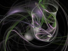 Green Purple Abstract Fractal With Overlapping Threads