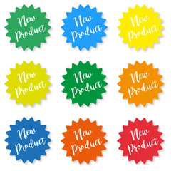 Wall Mural - set of stickers with the inscription new product on a white background