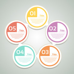 Wall Mural - Vector circle arrows for infographic. Template for cycling diagram, graph, presentation and round chart. Business concept with 5 options, parts, steps or processes. Abstract background.