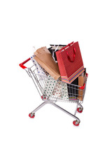 Shopping cart trolley isolated on the white background