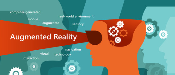 Poster - ar augmented reality concept illustration had vision interaction