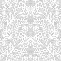 Lace seamless pattern with flowers