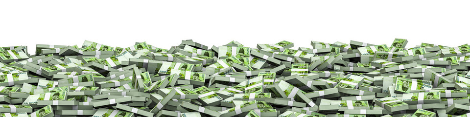 Panorama stacks South Korean won / 3D illustration of panoramic stacks of South Korean ten thousand won notes