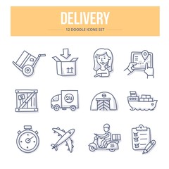 Wall Mural - Delivery Doodle Icons