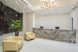 Interior of a luxury hotel lobby reception area