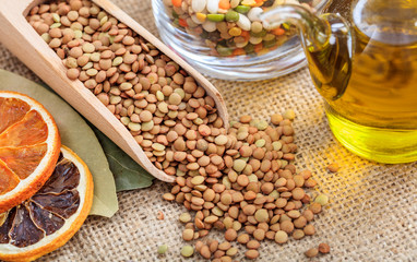 Sticker - Wooden scoop with lentils