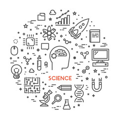 Wall Mural - vector line web concept for science