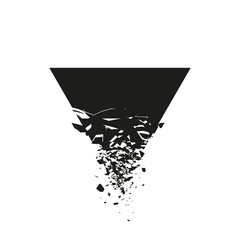 Poster - Black triangle with debris on white background. Abstract black explosion. Vector illustration