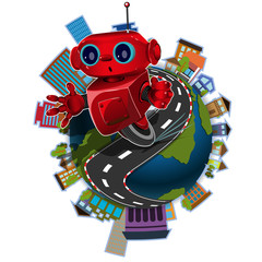 Sticker - Robot on the globe