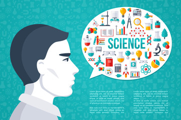 Wall Mural - male scientist with speech bubble